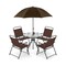 6-Piece Coffee Patio Set with Folding Chairs, Tempered Glass Table & 71